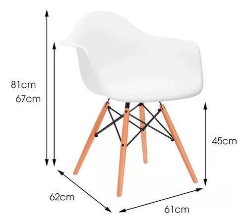 Silla De Comedor Butaca Eames Con Estructura Madera