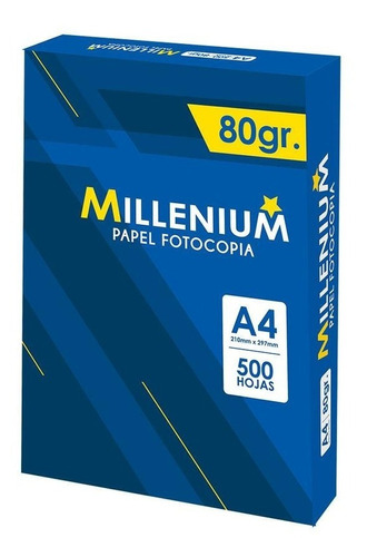 Papel Fotocopia Millenium 80gr A-4 Pqtx500