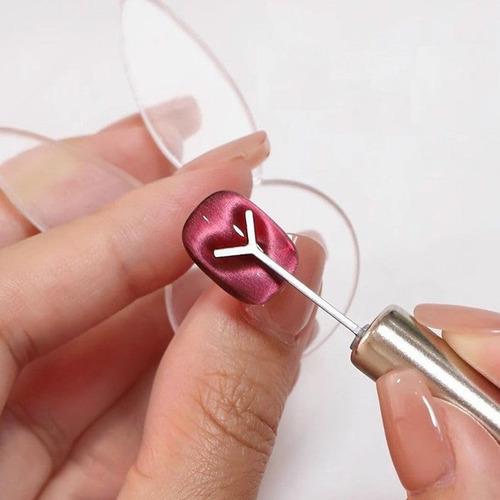 H 5pc Imán Corazón Ojos De Gato Para Uñas Con Guía Forma De