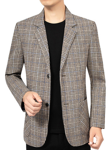 Blazer Negro Casual Hombre Moda Confort Chamarra A Cuadros