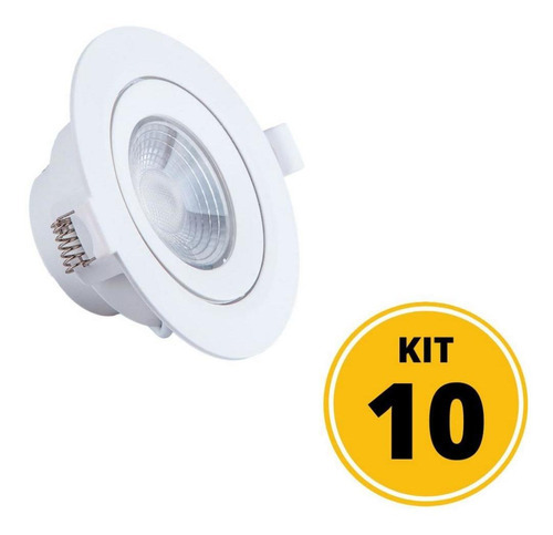  Startec Kit 10 Spots De Embutir Led Redondo Pp 7w 6500k