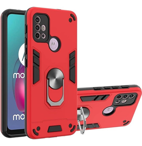 Funda Case Para Motorola Moto G20 Con Anillo Metálico Rojo