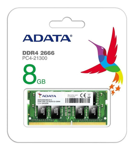 Memoria Sodimm Adata 8gb Ddr4 2666mhz Para Notebook