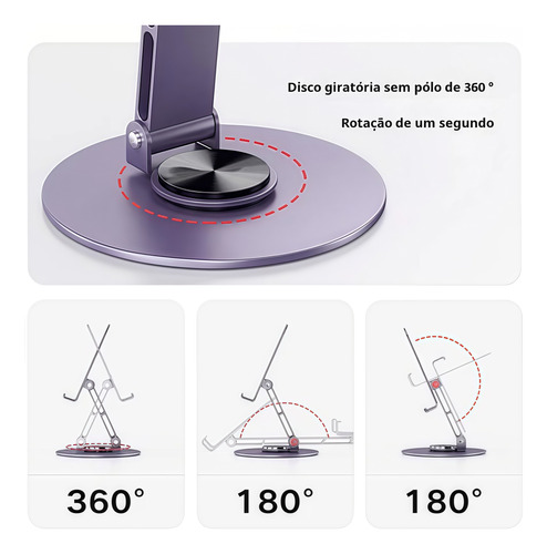 Suporte Alumínio De Mesa Base Rotatória Ajustável 360o