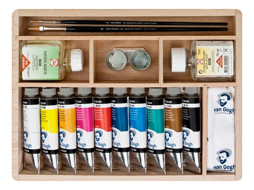 Oleos Van Gogh Caja De Madera Estuche 10 Colores 40ml+ Acc.