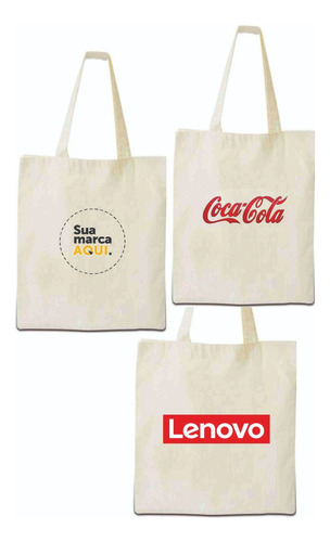 50 Sacola Ecobag ALG. 25x30 Personalizada Com Seu Tema