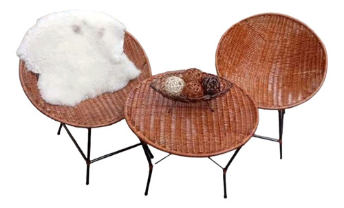 Juego Set Terraza Mimbre Living Exterior Nido Sillones Mesa