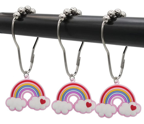 Decorative Rainbow Shower Curtain Hooks For Kids Bathroom - 