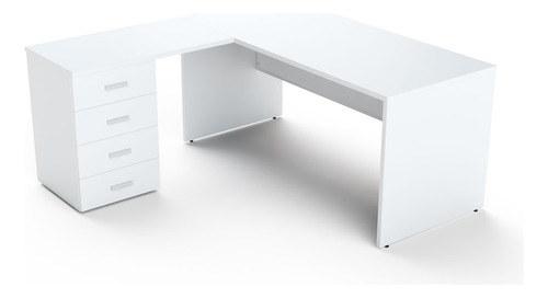 Mesa Escritorio Pc Oficina Melamina Cajonera - Piani 25 140 Color Blanco