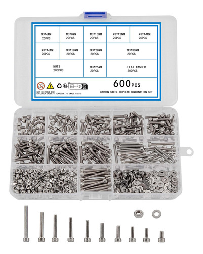 Kit Surtido De Tornillos Metricos, Tuercas Y Arandelas M3, 6