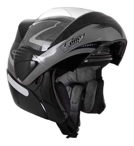 Capacete para moto  escamoteável Pro Tork V-Pro  Jet 2  preto e cinza jet 2 tamanho 62 