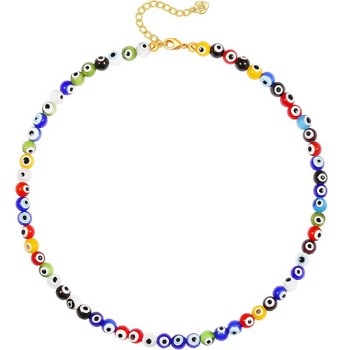 Aobei Pearl Collar Colorido Mal De Ojo Gargantilla Cuentas