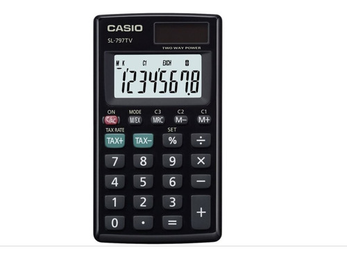 Calculadora Casio De Bolsillo De 8 Dígitos Con Tax Sl797tvbk Color Negro