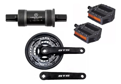 Kit Pedivela Aço 42d Gts + Mov. Central Selado E Pedal Bike