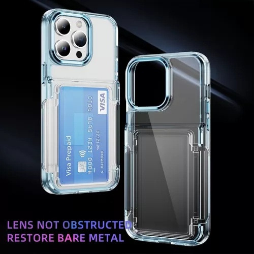 B / Funda Transparente For iPhone Con Tarjetero
