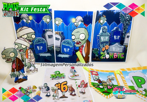 Festa Zumbies Plants Vs Zombies Kit Decoração Personalizado
