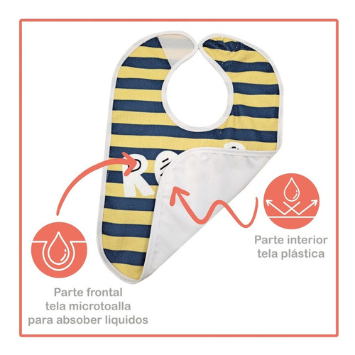 Kit 4 Baberos Impermeables Little Dino