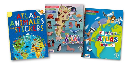 * Combo 3 Atlas Infantiles * Con Stickers Argentina Animales