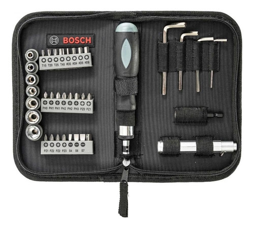 Bosch (017-511) Juego De Puntas Y Dados C/desarmador 38 Pzas