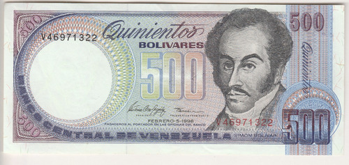 Billete Venezuela 500 Bolívares Febrero 5 1998 V8 Xf+