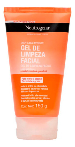 Gel de limpeza facial Neutrogena deep clean intensive grapefruit 150g
