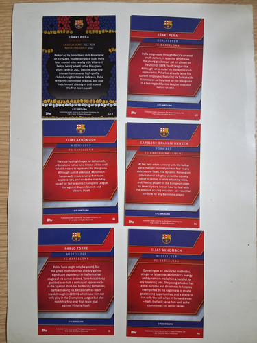Lote Cartas Topps Barcelona Set Especiales La Masia 2023 Barcelona Jugadores Paralelas (Usado)