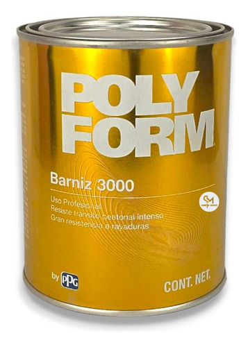 Polyform 3000 Barniz Brillante Madera Piso Concreto 1/2 Lt