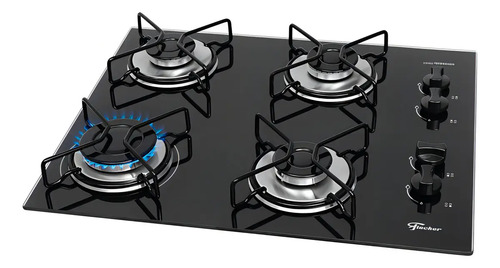 Cooktop a Gás Fischer 4 Bocas Fit Line Trempe Esmaltada Aramado