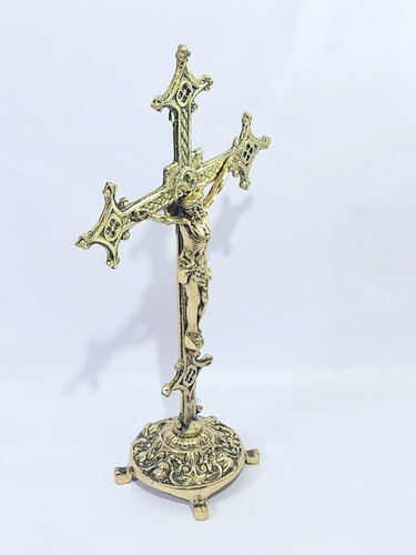 Conjunto 6 Castiçais Bronze Para Altar Com Cruz Igreja
