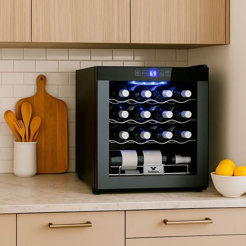 Cava Enfriador Vinos Plata 18 Botellas Frigobar Pantalla 60l