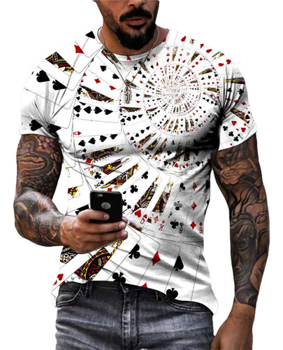 Verano Cool Personalidad Poker Gráfico Moda 3d Camiseta
