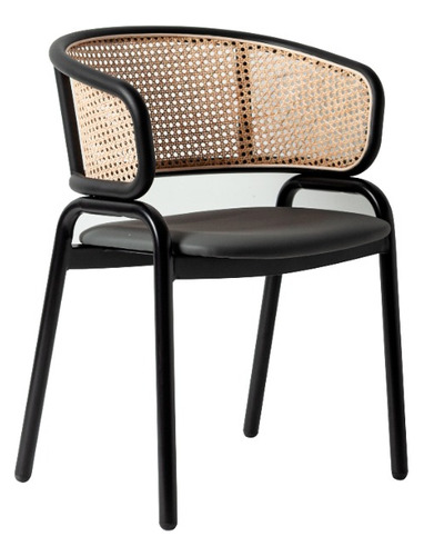Silla Polipropileno Rattan Y Tela Cinque By Prombel Color de la estructura de la silla Negro Color del asiento Gris Diseño de la tela No aplica