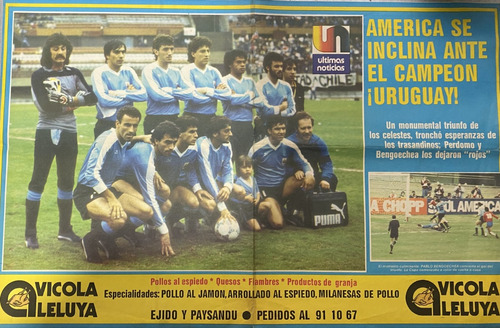 Uruguay Selección 1987 Campeón América, Fútbol Poster Ez4 V1 (Usado)