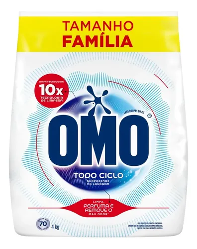 Lava-Roupas Pó Omo Todo Ciclo Pacote 4kg Tamanho Família