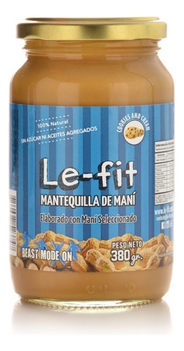 Mantequilla De Maní Le-fit Cookies & Cream 100%natural X380g
