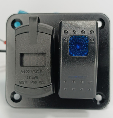 Panel Switch Arb On-off Cargador Doble Usb Rapido C/voltimet