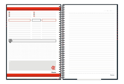 Caderno Flamengo Clube Regatas Espiral 1 Matéria 80 F Cor Vermelho
