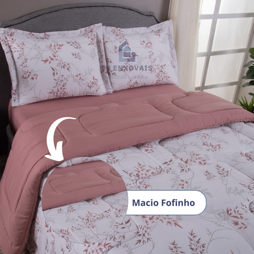 Kit Edredom King Dupla Face Estampado 400 Fios Fofinho Macio