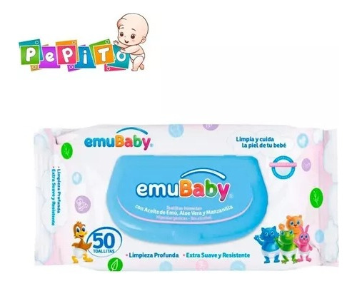 Toallas Humedas Emubaby Premium Con Tapa 50 Unidades