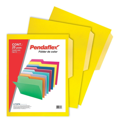 Fólder Pendaflex Color, Tamaño Carta, Color Amarillo, 100 Pz