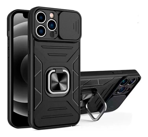 Funda Case Para Samsung A04 Robot Negro Con Aro Y Protector