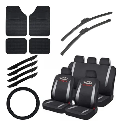 comprar Cubreasiento Tela Plateado Chery+ Juego Alfombras + Regalos 