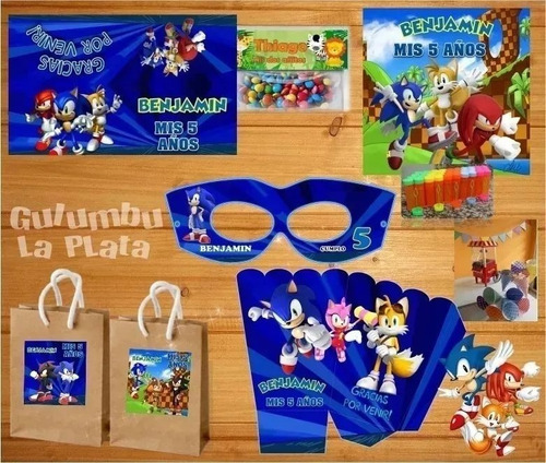 Imagen 3 de 8 de Kit Imprimible Sonic Cumpleaños Candy Bar Fiesta Cotillon