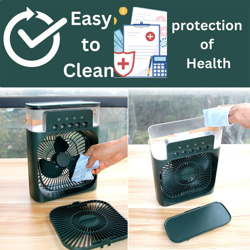 2pk Ventilador Escritorio Compacto Humidificador Usb Portati Cantidad de aspas 3 Estructura Verde Aspas Verde Diámetro 26 cm Frecuencia 5W Material de las aspas Plástico