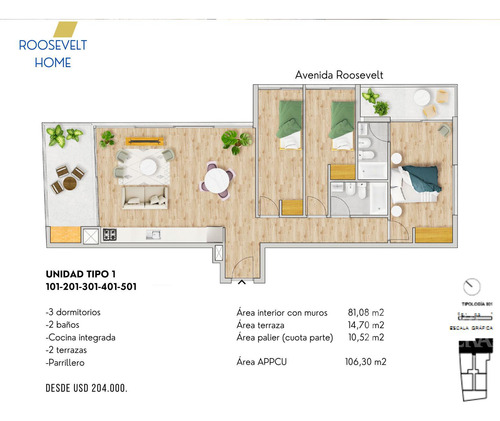 Venta: 1-2-3 Dormitorios Rooselvelt Home Salaya Romera 