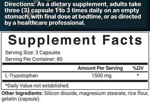 L-triptofano 1500mg 200 Caps. Apoya El Sueño Y La Relajacion