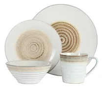 Comprar Vajilla Gibson Spiral De 16 Piezas Para 4 Personas Relieve Color Blanco