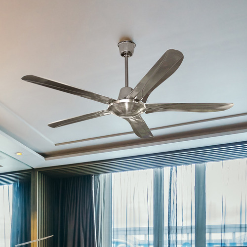 Tripack - Ventilador Industrial De Techo Huracán Inox 1.422 M 60hz-85w Plateado Plateado Acero 5