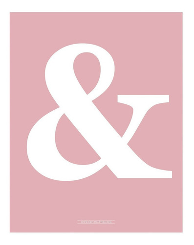 Poster Ampersand Pink. Lámina Impresa P/ Cuadro Tipo Nórdico