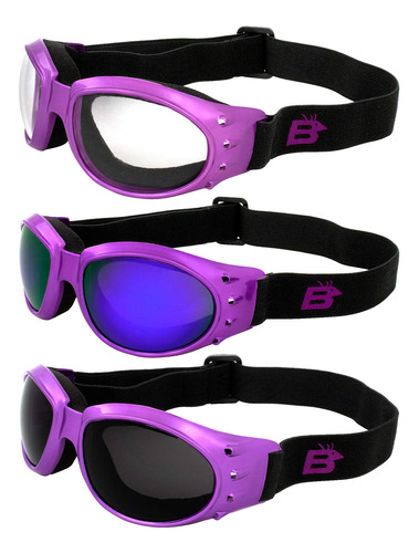 3 Pares De Birdz Eyewear Eagle - Gafas De Motocicleta Acolch